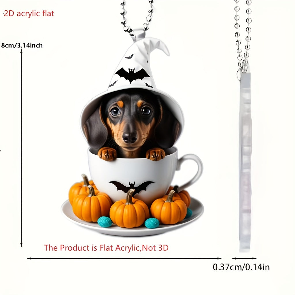 Halloween Teacup Dog Acrylic Pendant