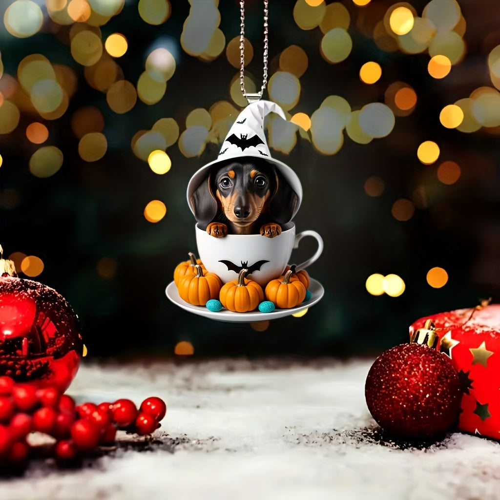 Halloween Teacup Dog Acrylic Pendant