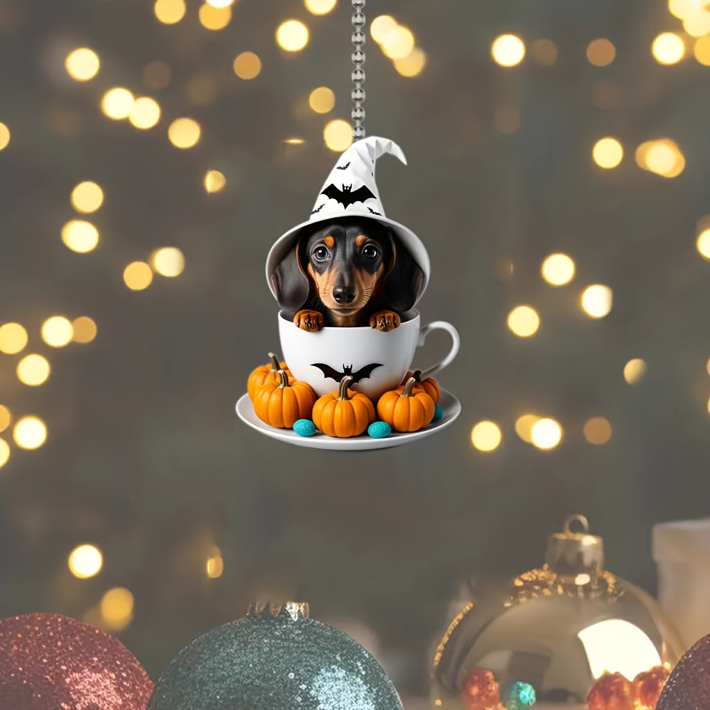 Halloween Teacup Dog Acrylic Pendant