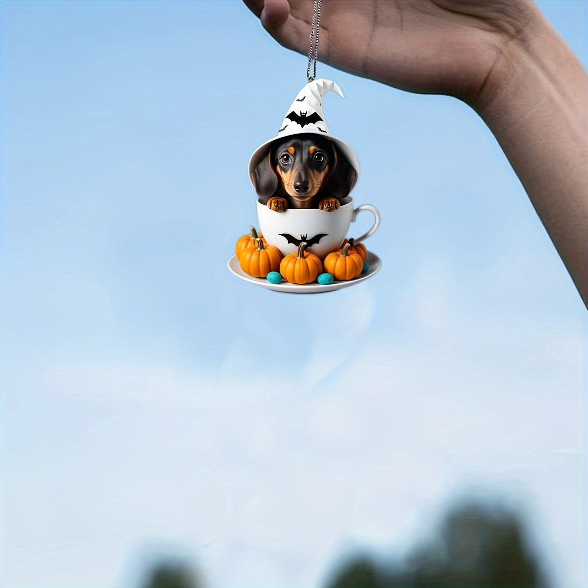 Halloween Teacup Dog Acrylic Pendant