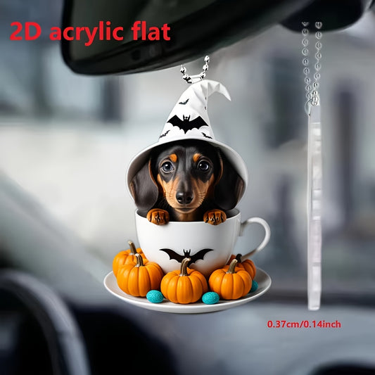 Halloween Teacup Dog Acrylic Pendant