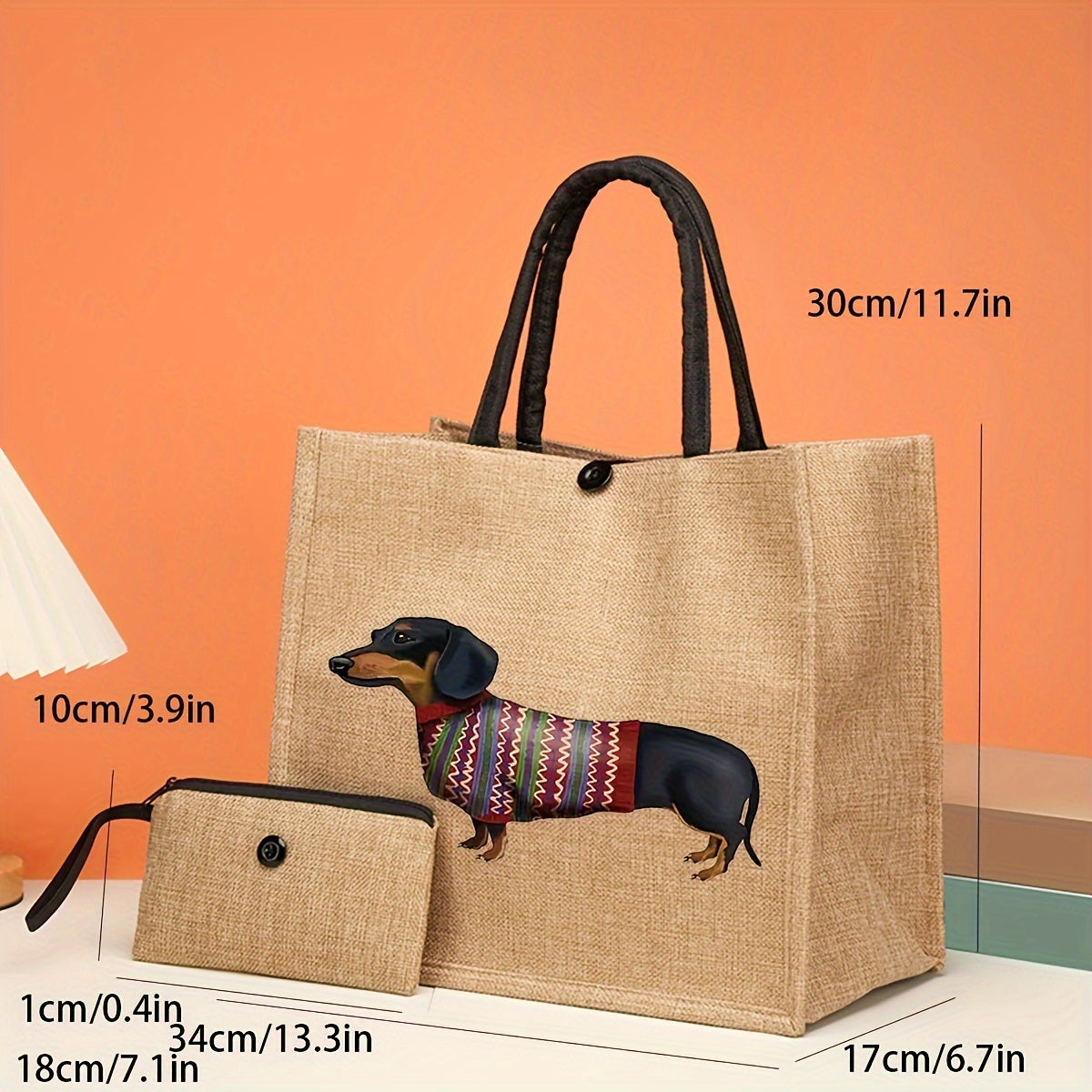 Cute Dachshund Dog Print Handbag