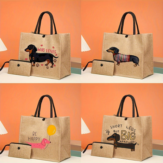 Cute Dachshund Dog Print Handbag