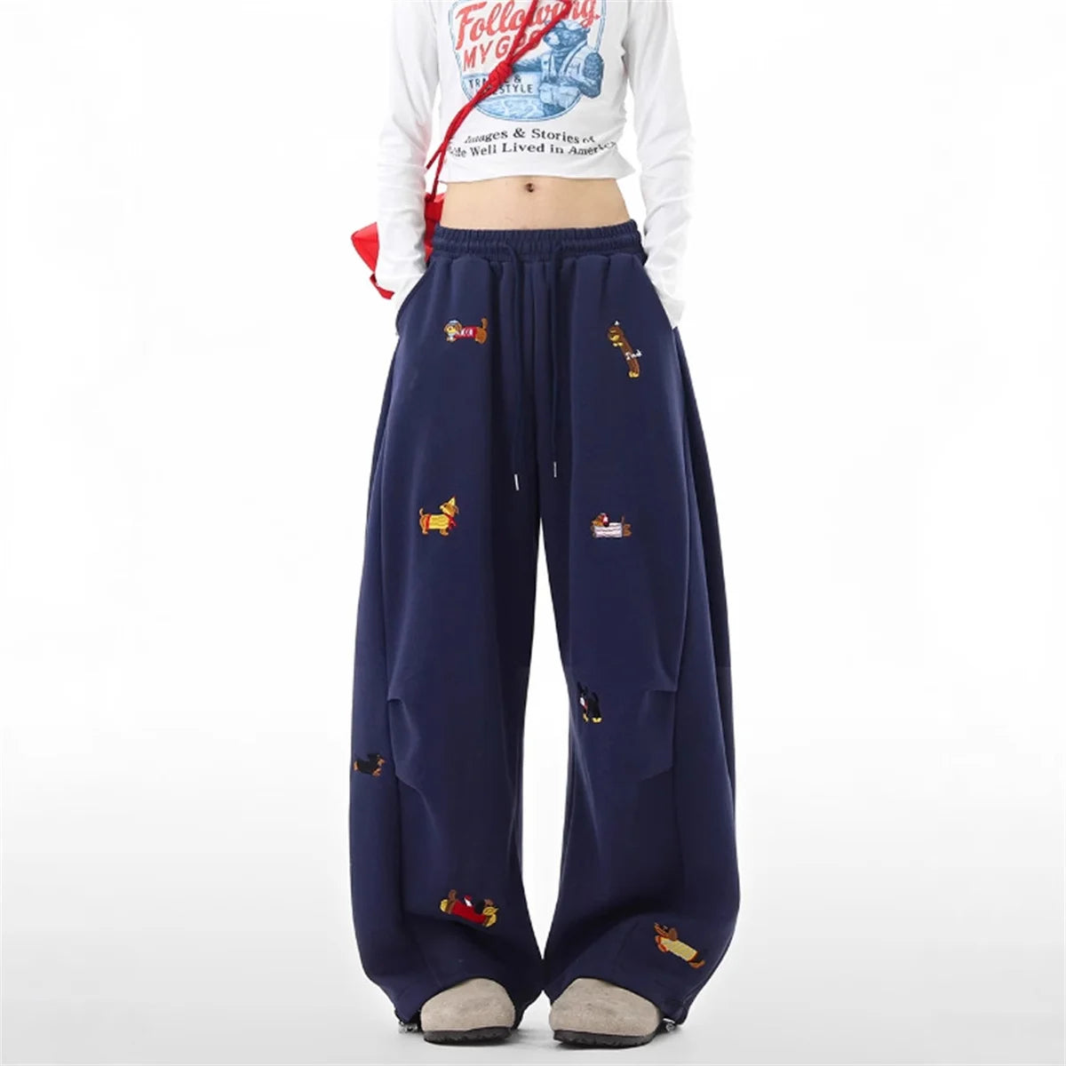 Women’s Cute Sausage Dog Embroidered Sweatpants