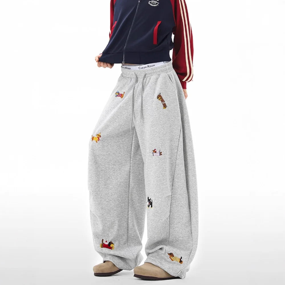 Women’s Cute Sausage Dog Embroidered Sweatpants
