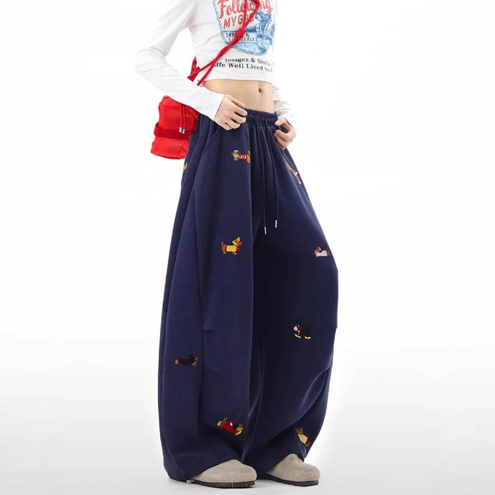 Women’s Cute Sausage Dog Embroidered Sweatpants