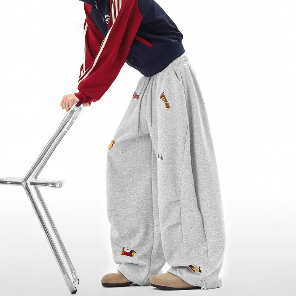 Women’s Cute Sausage Dog Embroidered Sweatpants