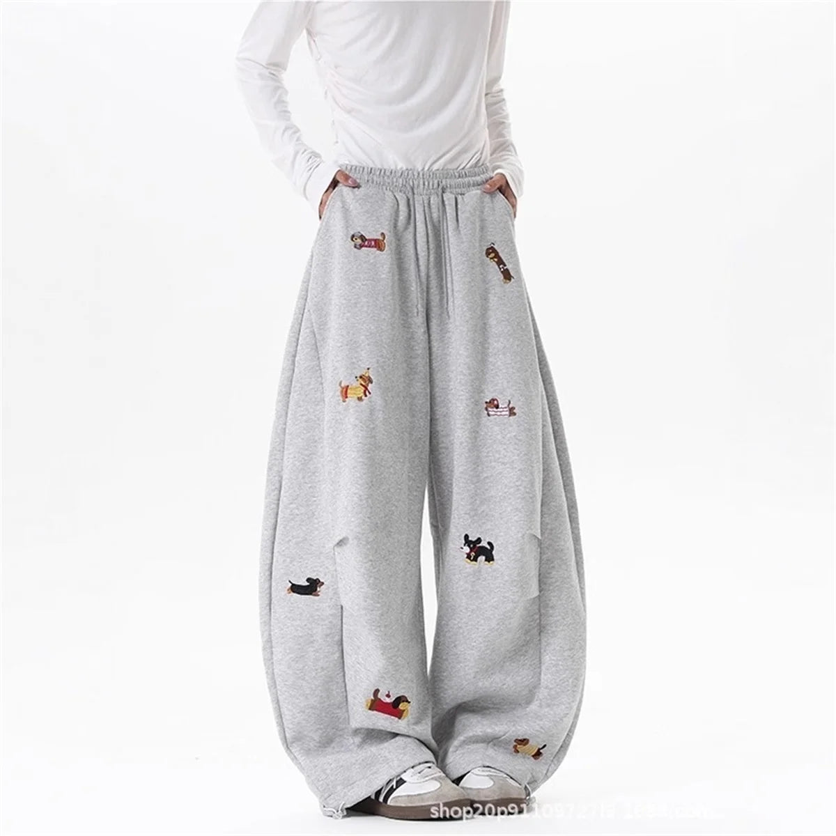 Women’s Cute Sausage Dog Embroidered Sweatpants