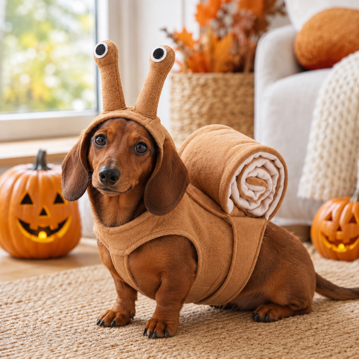 Dachshund Snail Costume – Cute Cozy Pet Halloween Outfit