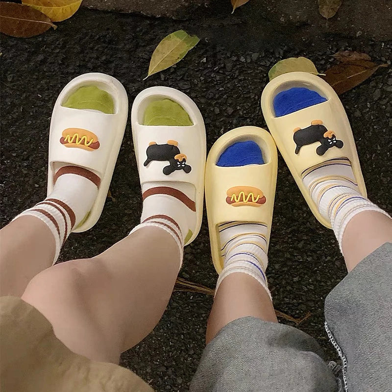 Slippers Kawaii Hot Dog House Shoes Platform Anti slip Bathroom Shower