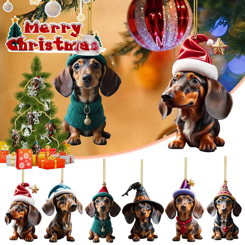 Christmas Cartoon Cute Dog Ornaments Dachshund Dog