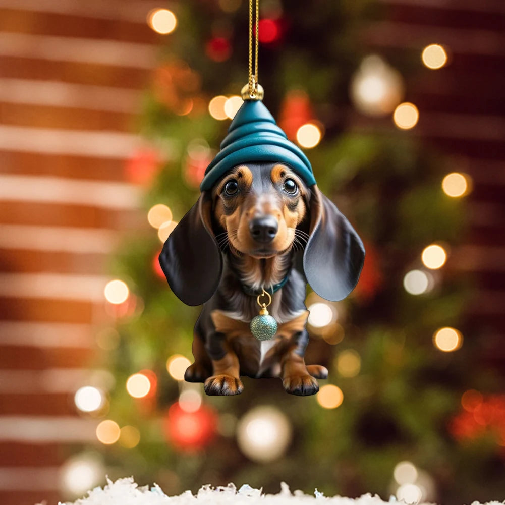 Christmas Cartoon Cute Dog Ornaments Dachshund Dog