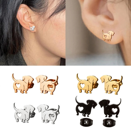 Lovely Dachshund Premium Studs Earrings Jewelry