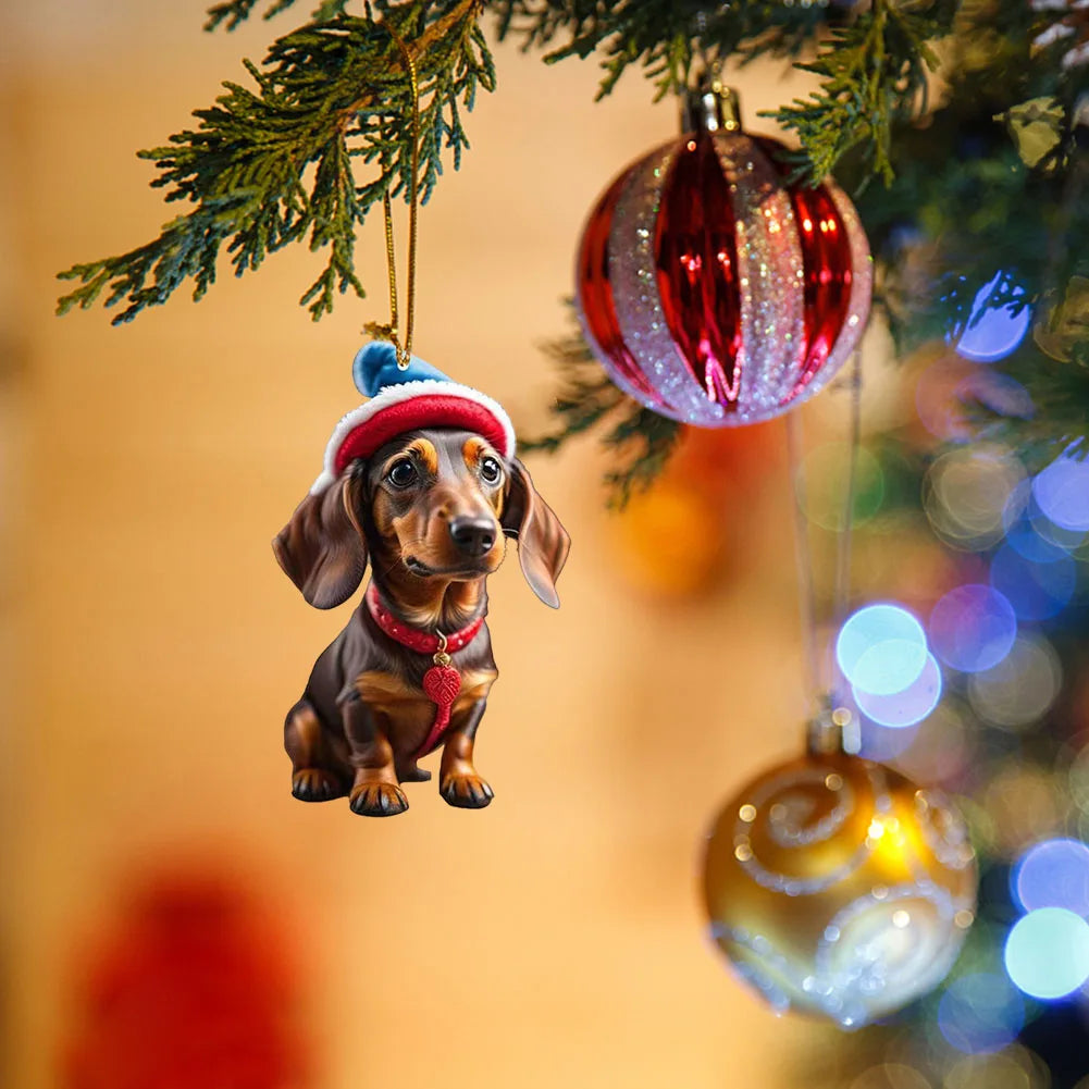 Christmas Cartoon Cute Dog Ornaments Dachshund Dog