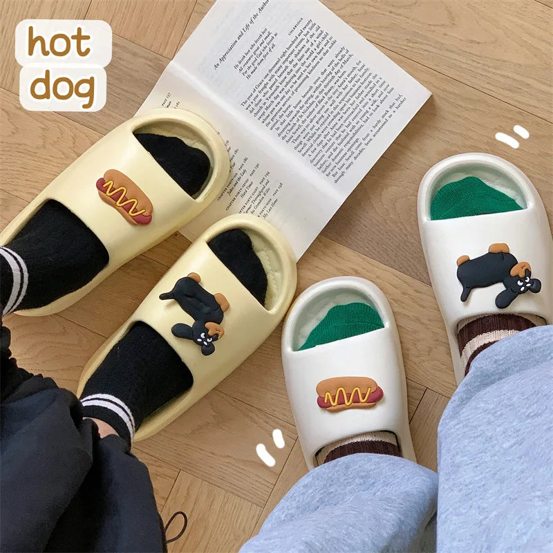 Slippers Kawaii Hot Dog House Shoes Platform Anti slip Bathroom Shower