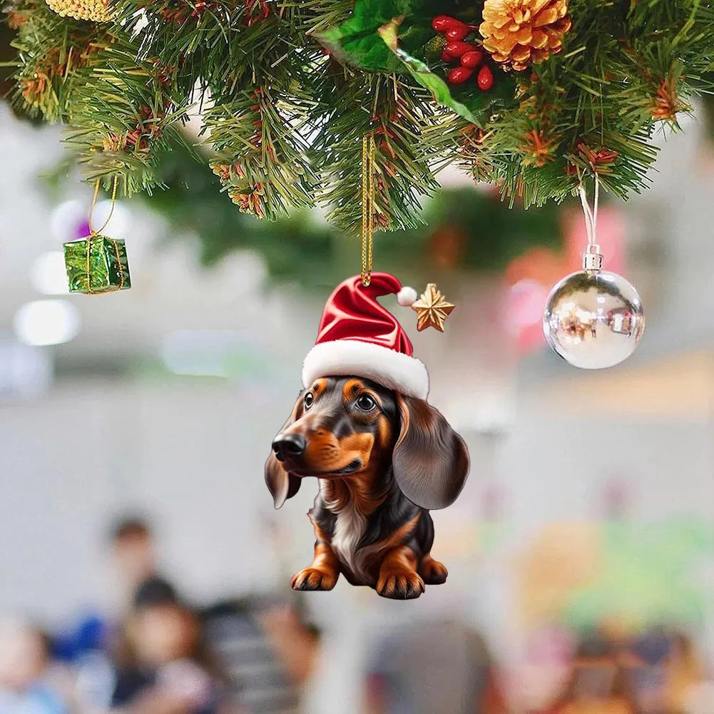 Christmas Cartoon Cute Dog Ornaments Dachshund Dog