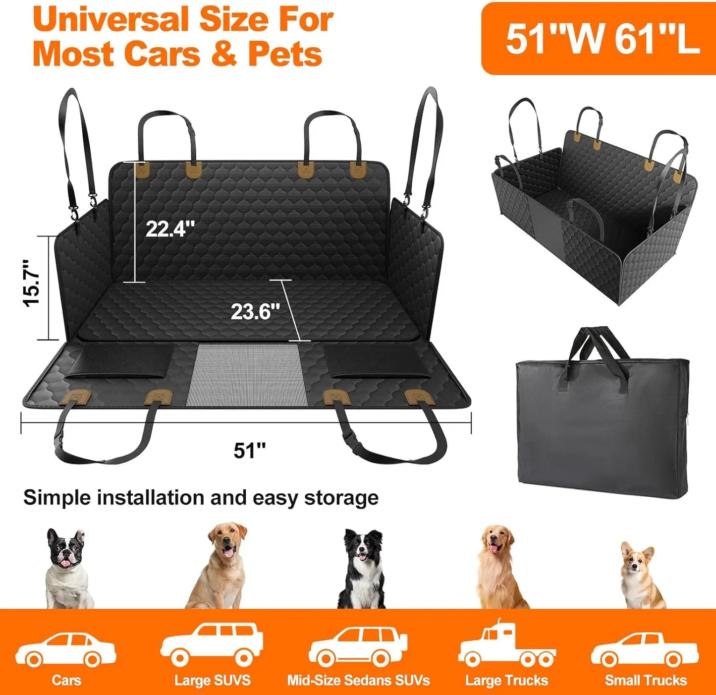 Waterproof  Seat Cover & Travel Bed for Dogs  More title ideas: