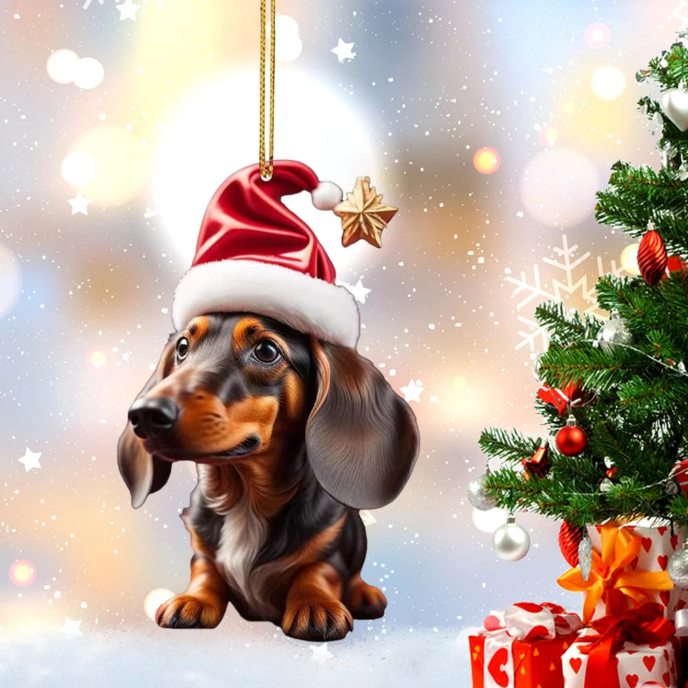 Christmas Cartoon Cute Dog Ornaments Dachshund Dog