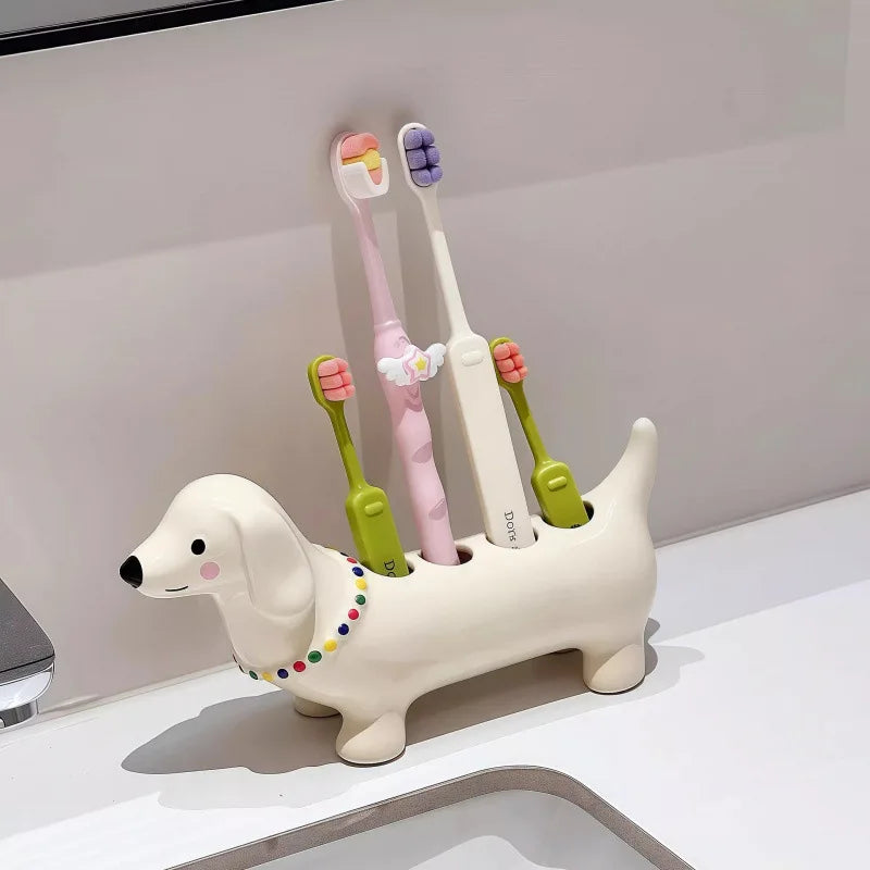 Dachshund Dog Toothbrush Holder – Adorable Bathroom Storage Stand
