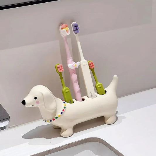 Dachshund Dog Toothbrush Holder – Adorable Bathroom Storage Stand