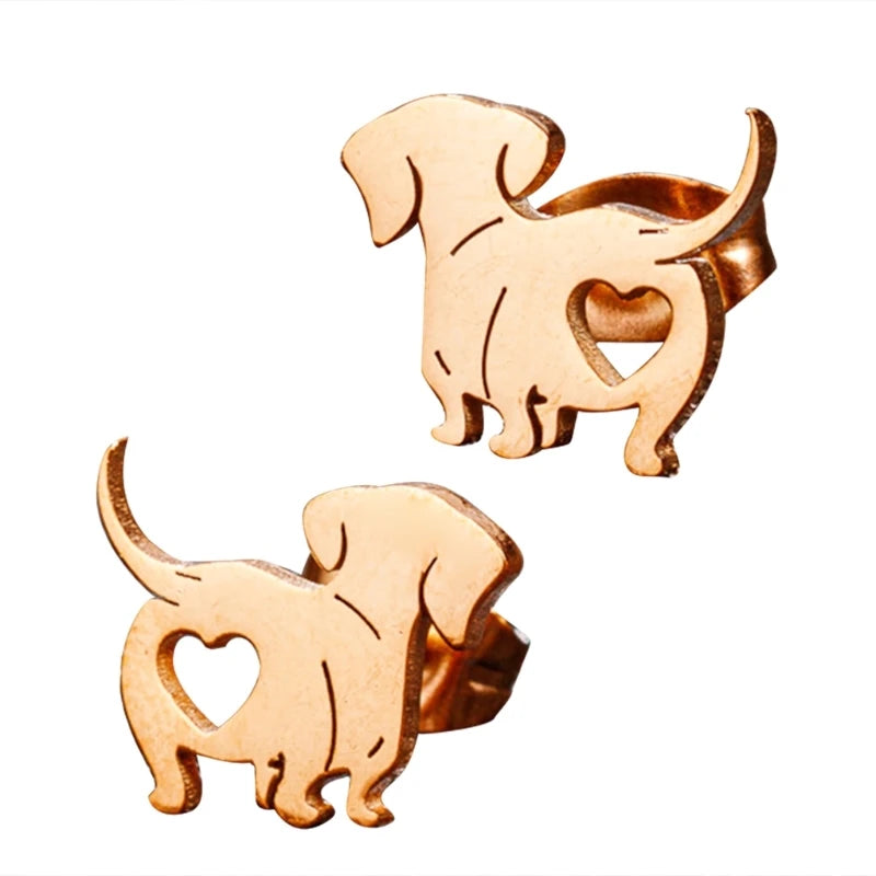 Lovely Dachshund Premium Studs Earrings Jewelry