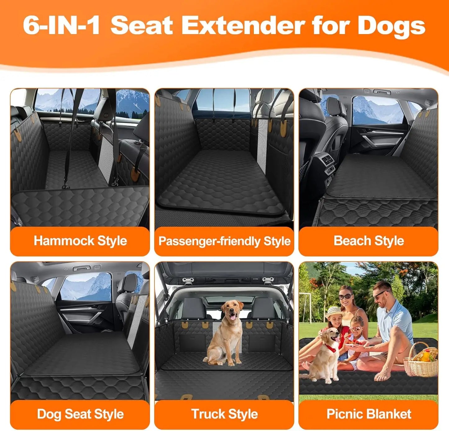 Waterproof  Seat Cover & Travel Bed for Dogs  More title ideas: