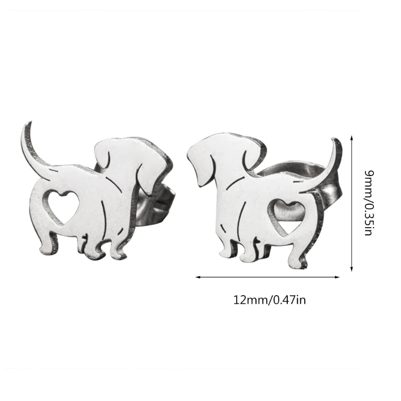 Lovely Dachshund Premium Studs Earrings Jewelry