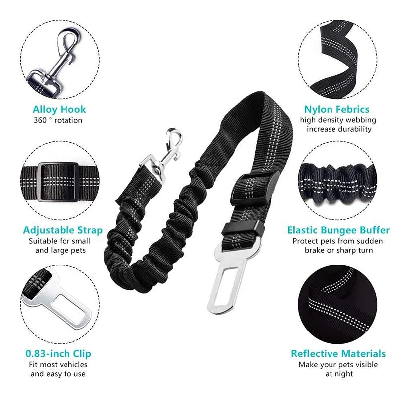 Dog Car Safety Seat Belt with Shock Absorbing Bungee