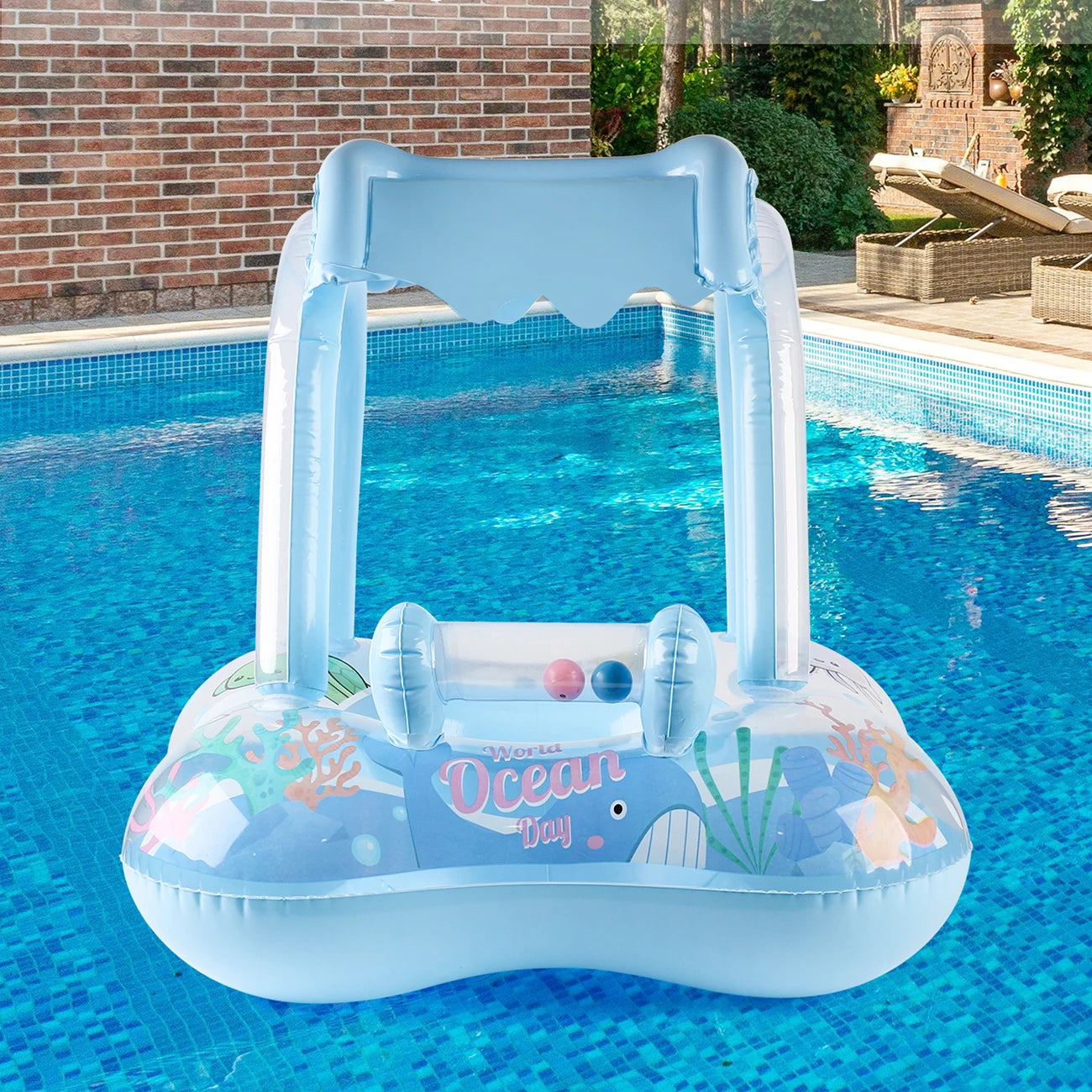 Kids Inflatable Pool Float with Shade