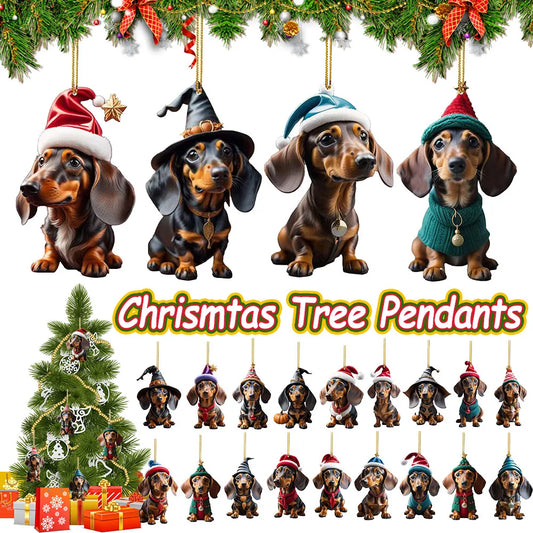 Christmas Cartoon Cute Dog Ornaments Dachshund Dog