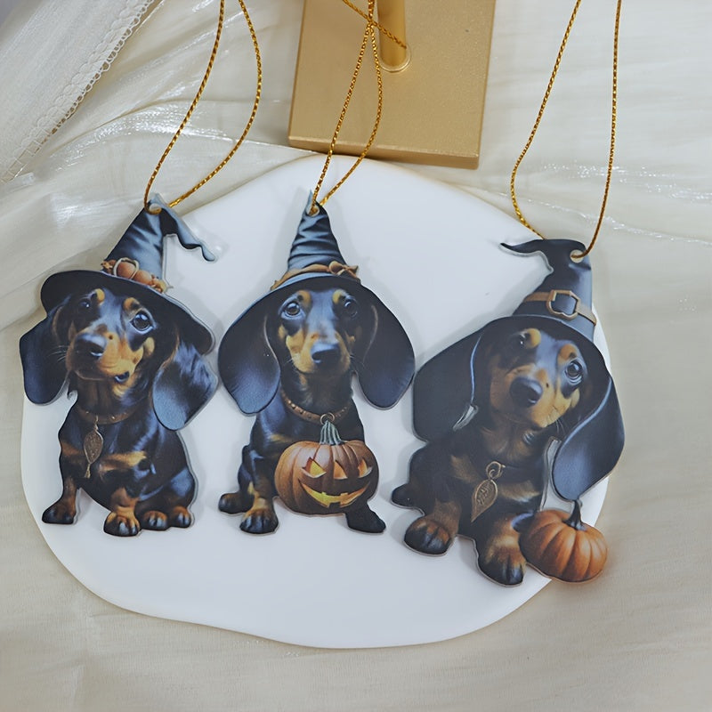 Halloween Pumpkin Dachshund Acrylic Hanging Decor