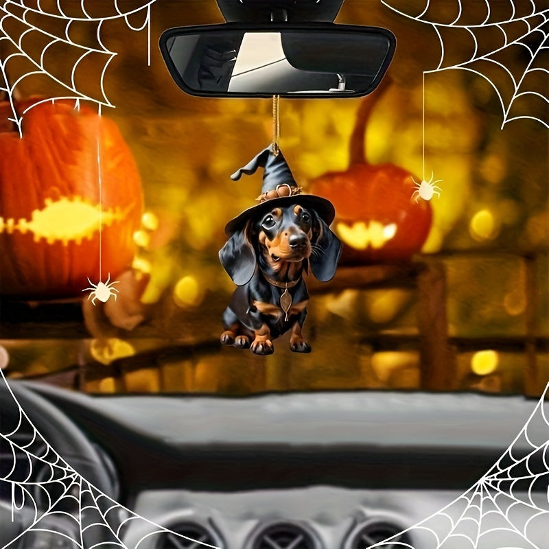 Halloween Pumpkin Dachshund Acrylic Hanging Decor