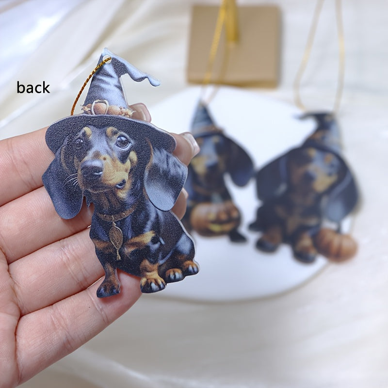 Halloween Pumpkin Dachshund Acrylic Hanging Decor